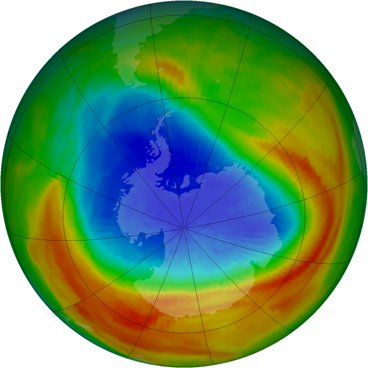 Antarctic ozone map for 06 October 1988